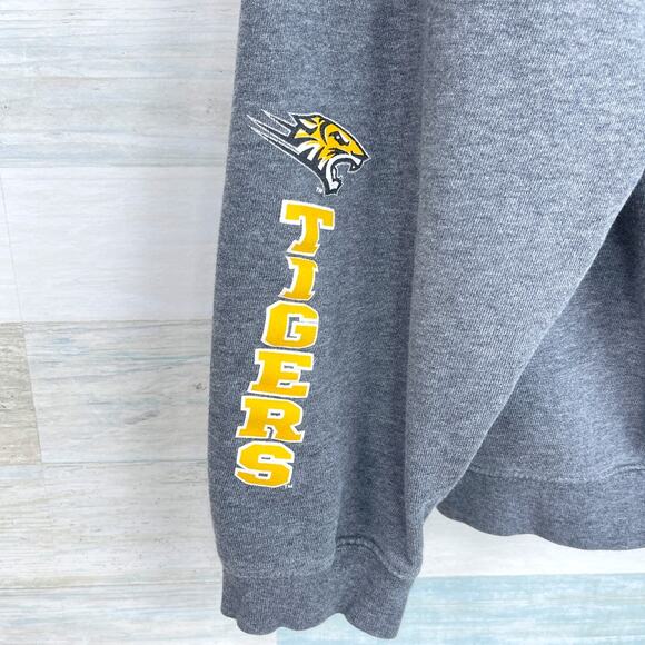 Towson University Vintage 90s Hoodie Sweatshirt Gray Tigers Mens Medium - Picture 6 of 8